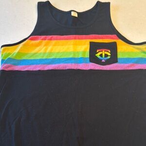 Minnesota twins rainbow Yellow and Black Tank Top with Sporty Contrast Trim